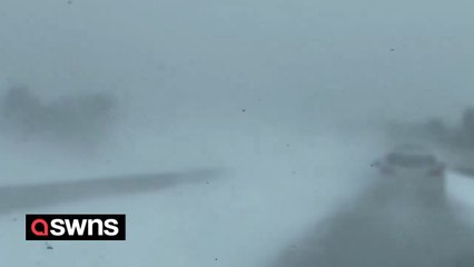 Video shows poor driving conditions due to blowing snow in Will Rogers Turnpike, Oklahoma