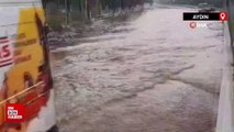 Aydın’da sağanak yağış nedeniyle yol kapandı