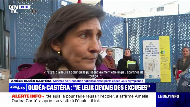 Amélie Oudéa-Castéra huée à son arrivée à l'école publique Littré a présenté ses excuses aux enseignants de l'établissement