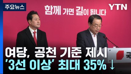 與 "권역별 하위 10% 컷오프·동일지역 3선 이상 최대 35% 감산" / YTN