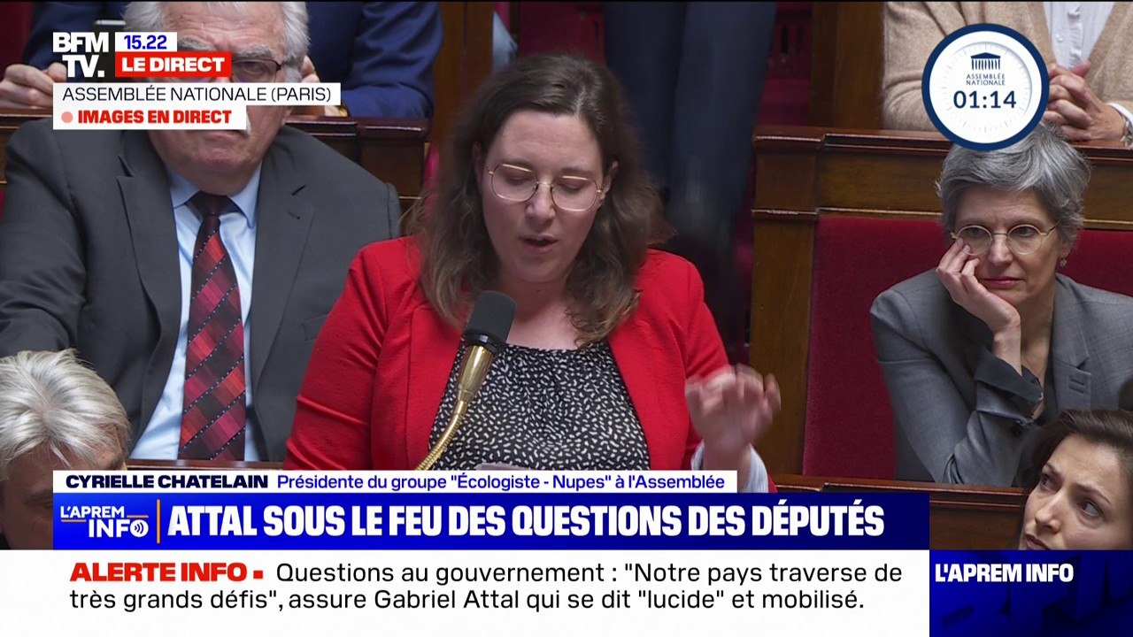 Cyrielle Chatelain (Écologiste) à Gabriel Attal...