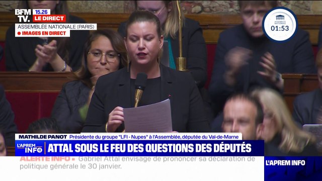 Mathilde Panot (LFI) à Gabriel Attal: Ceci n'est pas un remaniement, c'est un effondrement