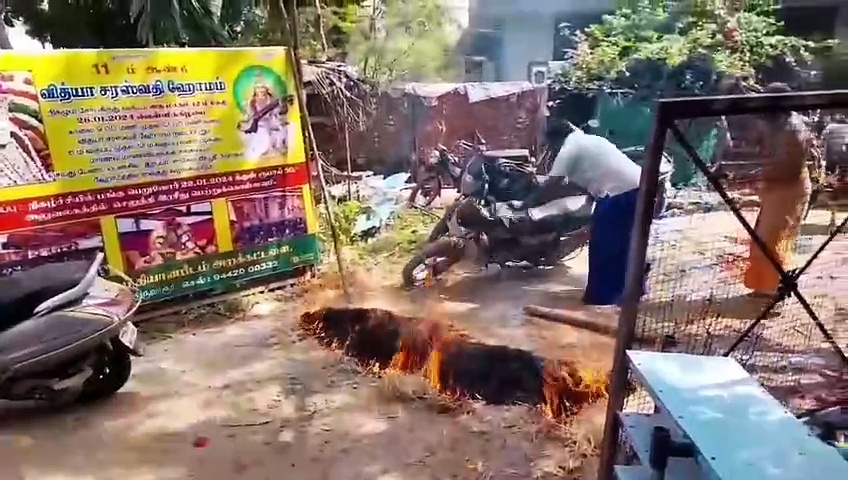 நெருப்பை தாண்டி குதித்த மாடுகள்; திருவாரூர் பொங்கல் விழாவில் சுவாரசியம்