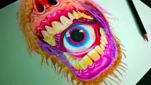 How to draw Monster Eye, The Art, The Art By colour pencil, Monster Eye by colour pencil