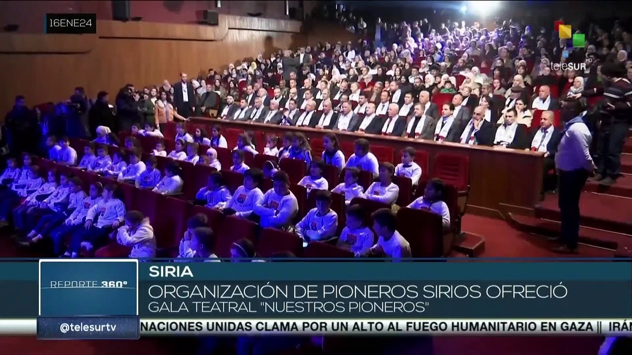 Organización de Pioneros Sirios protagoniza la gala teatral "Nuestros pioneros cantan a Palestina"