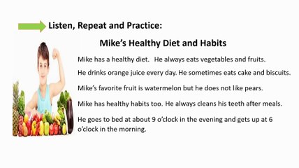 Mike’s Healthy Diet and Habits Reading comprehension 5