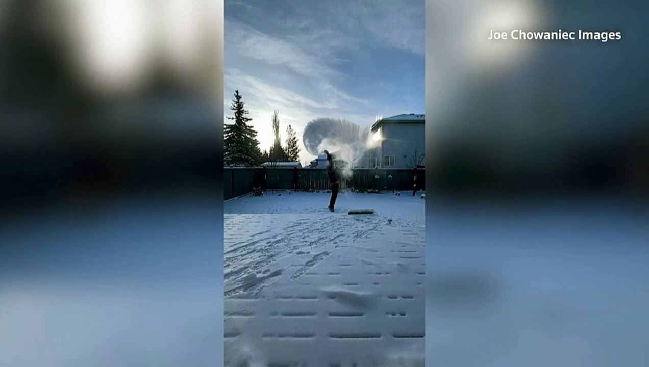 Extreme cold in Canada lets objects freeze 'in midair'