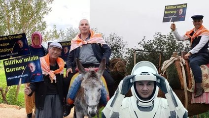 Yörüklerden ilk Türk astronot Alper Gezeravcı'ya pankartlı destek
