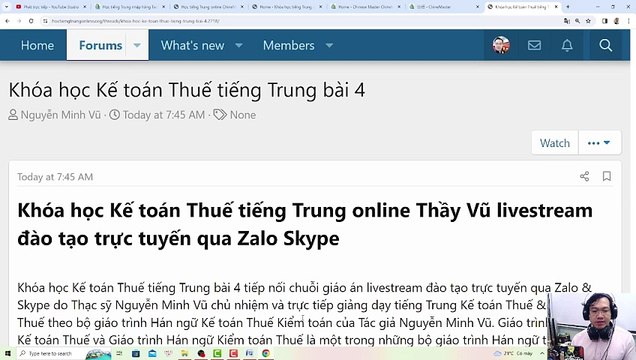 Học Kế toán tiếng Trung Thầy Vũ lớp Kế toán Thuế Kiểm toán Thuế online bài 4