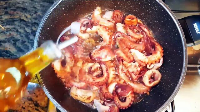 Chinese Style Spicy Garlic Stir Fry Octopus_Calamary. Best sea Food Recipe.