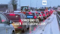 Wetterchaos in Europa: Eis und Regen legen Verkehr lahm