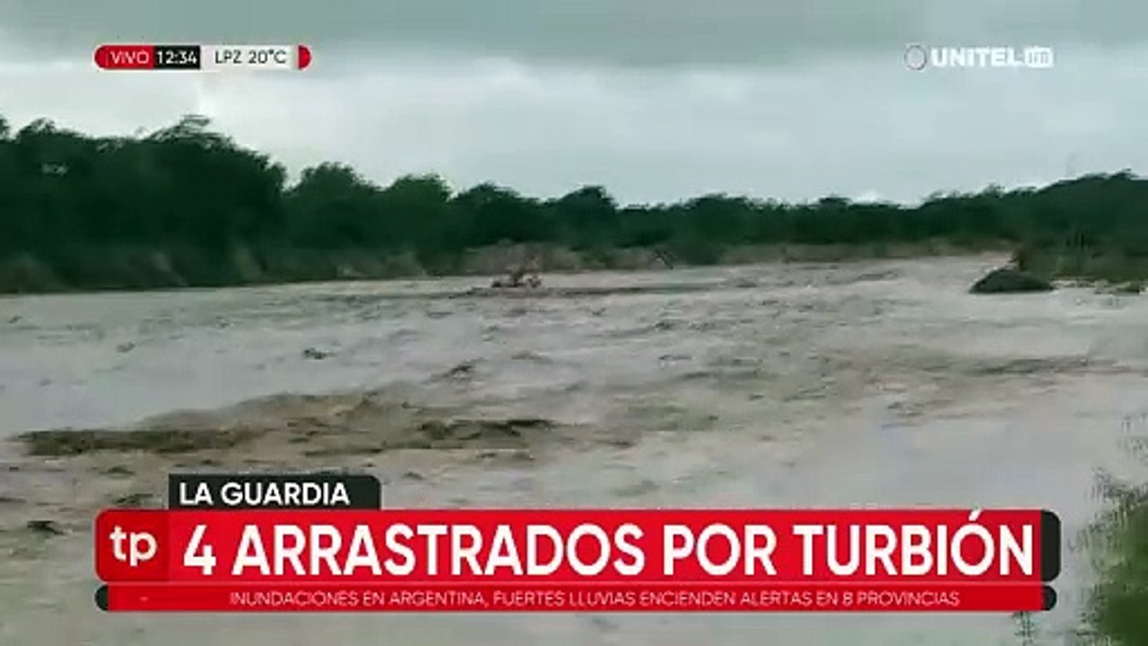 Cuatro personas fueron arrastradas por el agua en La Guardia, Santa Cruz