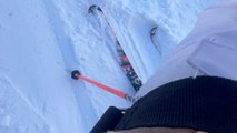 Girl takes her friend down with her in hilarious skiing fail