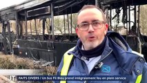 FAITS DIVERS / Un bus Fil Bleu prend intégralement feu en plein service