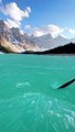 -Candle ice on Lake Moraine in Banff, Canada.