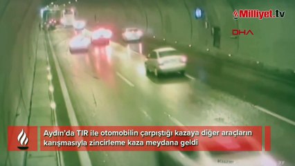 Aydın'da tünel içerisindeki zincirleme kaza kamerada