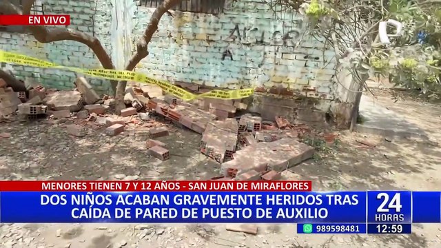 SJM: dos niños quedan heridos tras caerles pared cerca de puesto de auxilio en presunto abandono