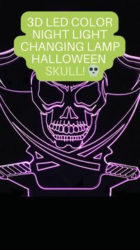 3D LED Color Night Light Changing Lamp Halloween Skull Light Acrylic 3D Hologram Illusion Desk Lamp For Kids! Link in discripton