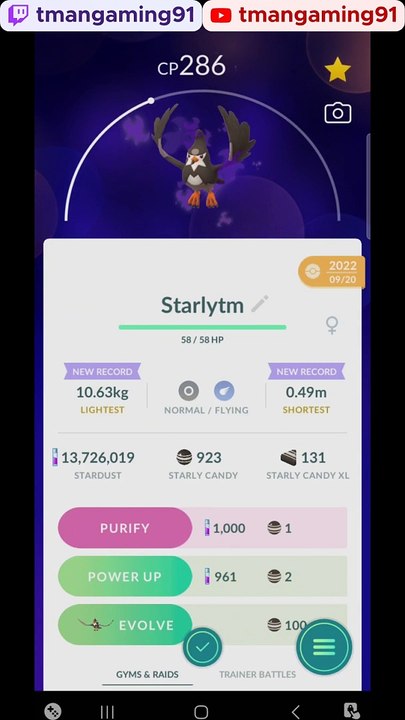 Pokémon GO-Evolving Shadow Staravia