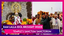 Ram Mandir Consecration: Ram Lalla Idol Brought Inside Temple’s Sanctum Sanctorum In Ayodhya