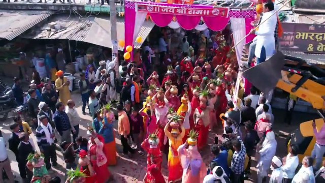 अक्षत कलश की शोभायात्रा गूंजे श्रीराम के जयकारे, सजाई सजीव झांकियां