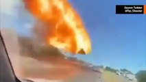 火災消防機が電線に衝突し、炎上後にチリで墜落する瞬間のビデオ