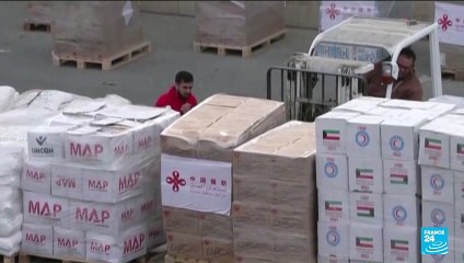 下载视频: Medicine for hostages and Palestinians arrives in Gaza under first deal since November