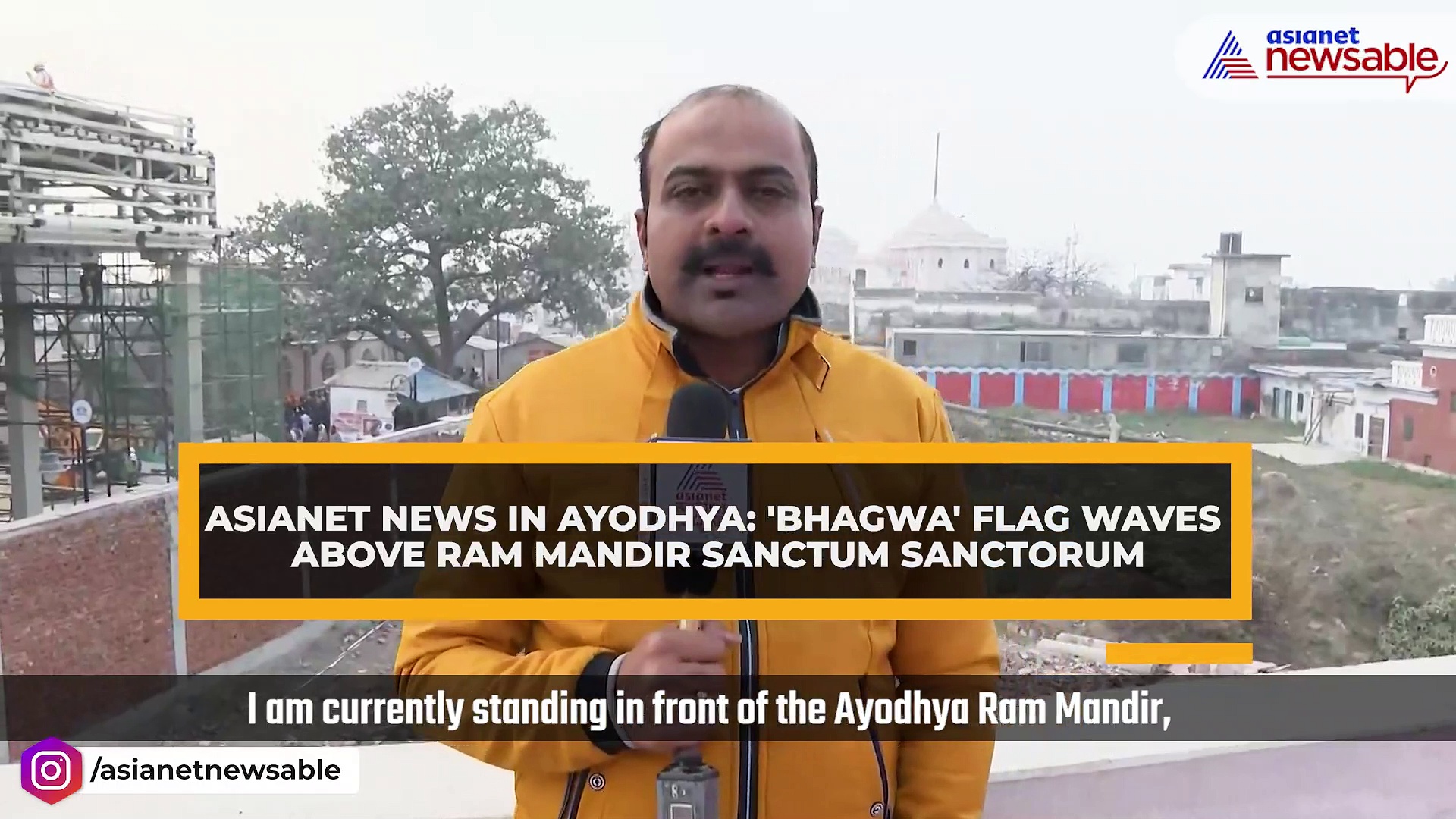 Asianet News in Ayodhya: 'Bhagwa' flag waves above Ram Mandir Sanctum Sanctorum