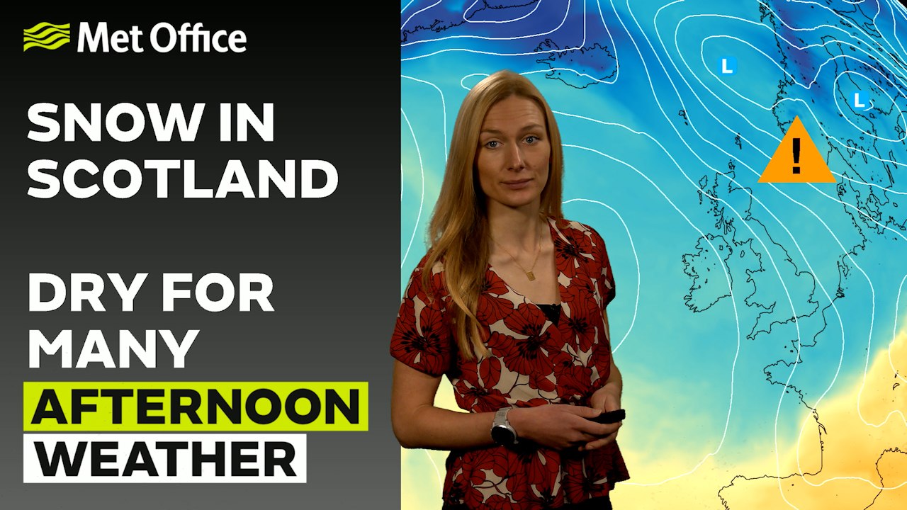 Met Office Afternoon Weather Forecast 18/01/24 -  Cold and bright, snow in Scotland