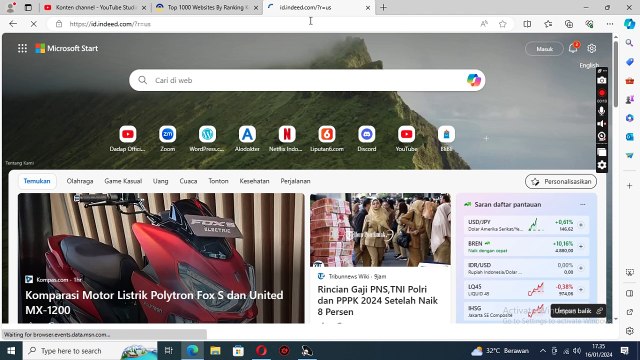 Cara membuat akun indeed.com pada browser komputer