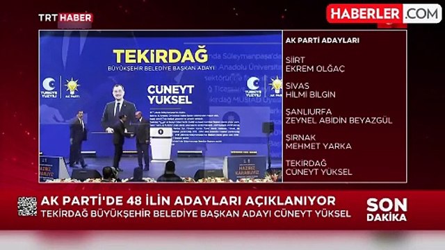 AK Parti'de büyük sürpriz! İstifaya zorlanan Cüneyt Yüksel, Tekirdağ adayı oldu