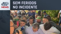 Piso de palanque cede durante entrevista de Tarcísio de Freitas em evento no interior de SP