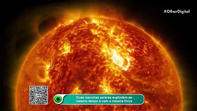 Duas manchas solares explodem ao mesmo tempo e com a mesma força