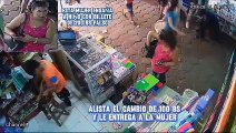 Mujer engaña a niño con un billete falso de Bs 200 en el mercado Abasto