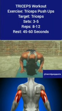 ❌ TRICEP PUSH UPS ✔️ Best TRICEPS Exercise at Home #heermlgangaputra #naturalbodybuilding