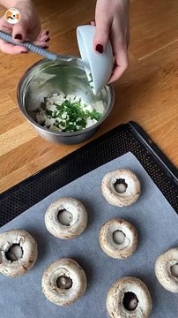 Stuffed mushrooms baked in the oven (a great idea for appetizers)