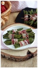 Judías verdes envueltas con bacon ahumado