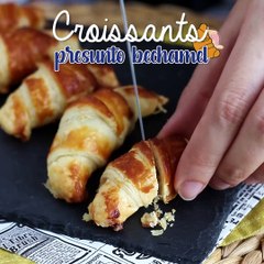 Mini croissants recheados com béchamel, queijo e presunto