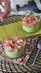 Verrines de abacate, camarão e toranja, bem fresquinhas!