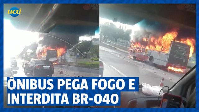 Ônibus pega fogo e interdita parte da BR-040, no bairro Califórnia