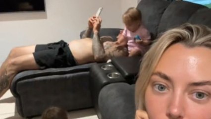 Little boy gets scared by mom and takes it out on dad