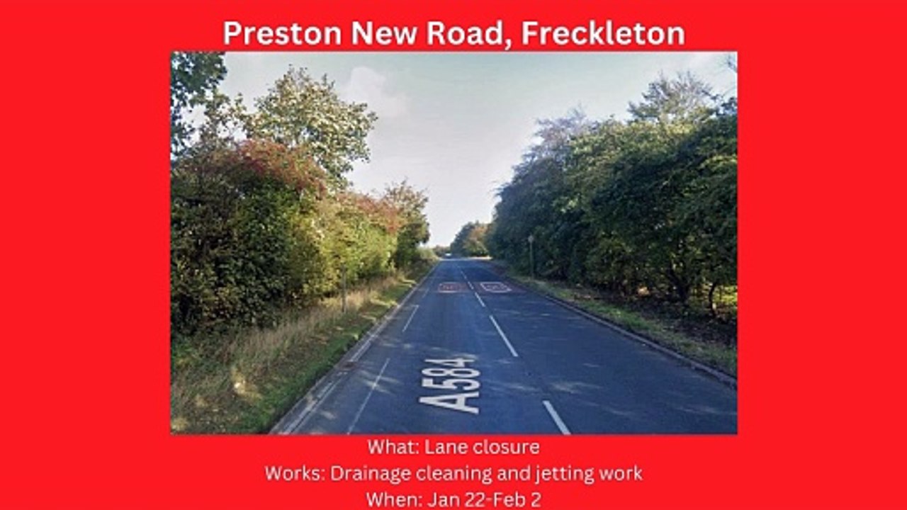 Fylde and Wyre roadworks starting Jan 22- Jan 28