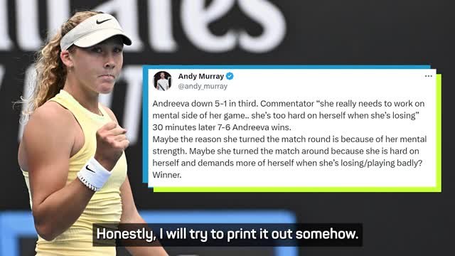 Andreeva plans to frame Andy Murray tweet