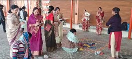 Women made rangoli of Lord Ram in Shri Dwarkadhish temple