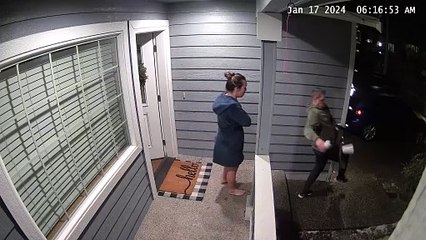 Freezing Rain Drops Couple On Steps