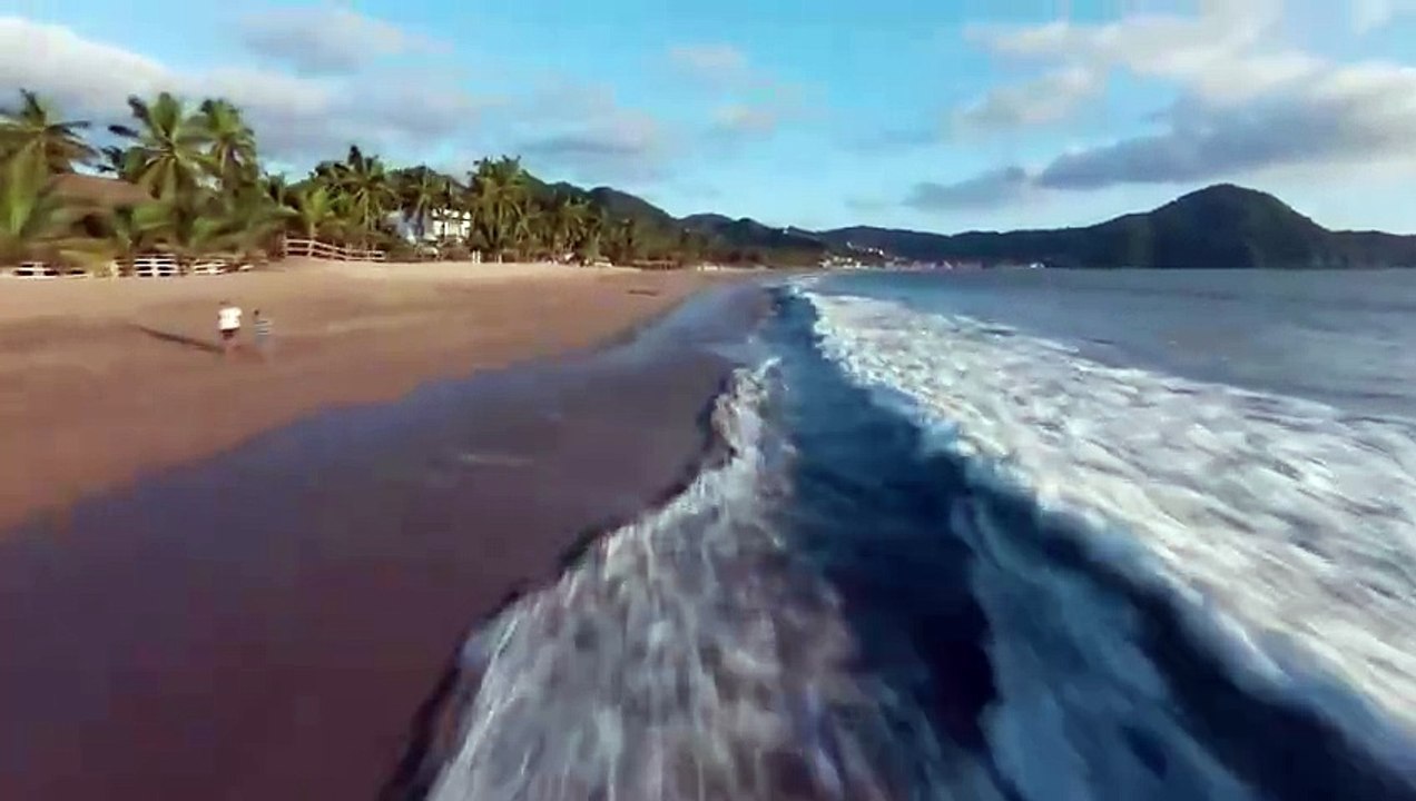 Speedy aerial tour of a sunny beach