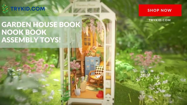 Robotime Rolife Garden House Book Nook Kit Book Shelf Insert Easy Assemble  Toys Gifts for Kids Women Girls Home Decoration TGB06