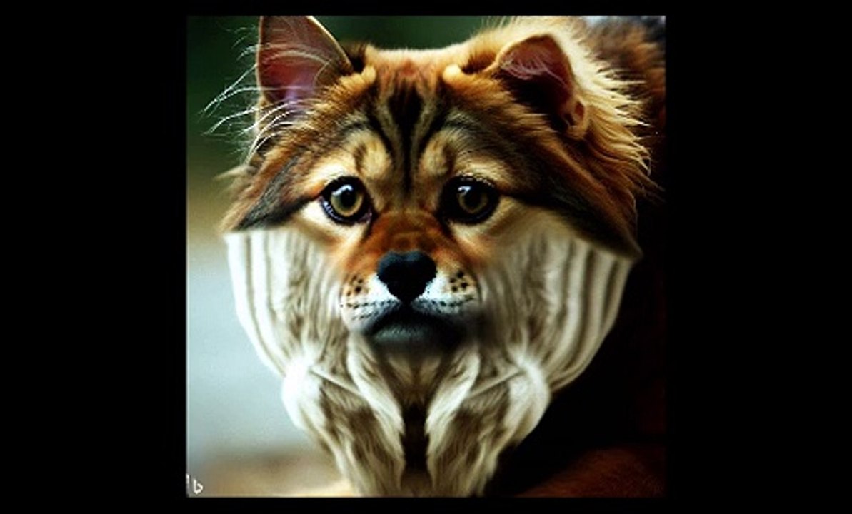 AI動画 猫と犬の融合　　ai video fusion of cat and dog