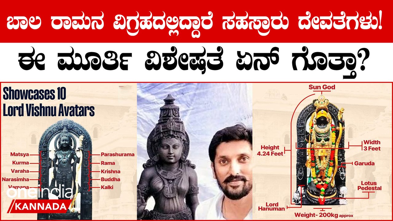 First look of Ram Lalla: ಮಂದಸ್ಮಿತ ಮುಖದ ರಾಮಲಲ್ಲಾ ಮೂರ್ತಿಯ ವಿಶೇಷತೆ ಏನು? | Karnataka Sculptor Created