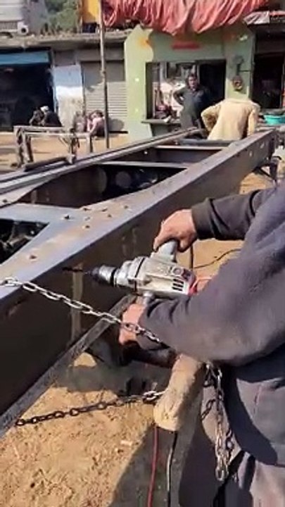 Truck Frame Drilling #drilling #truck #shortsvideo #ytshorts